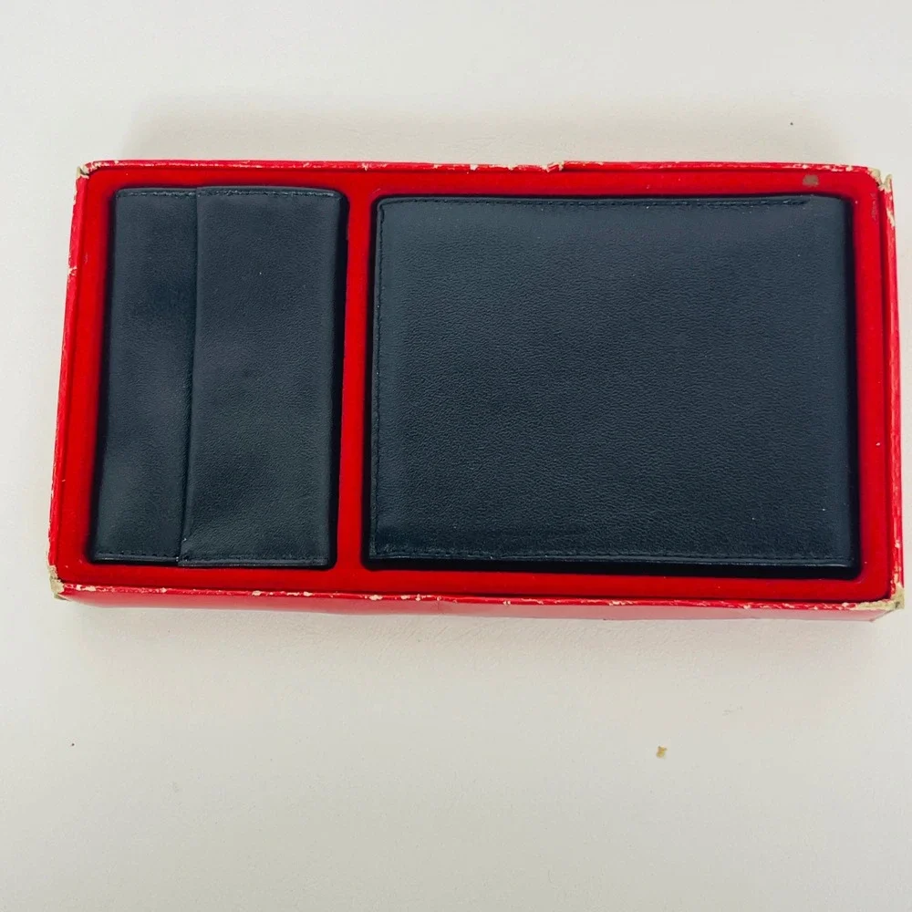 Unbranded Wallet Key Case Set Mens OS Bifold Black Top Grain Cowhide Excellent
